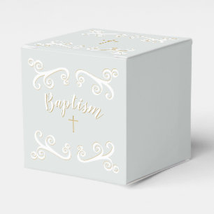 Baptism Scrolls in Powder Blue and Gold Favor Box