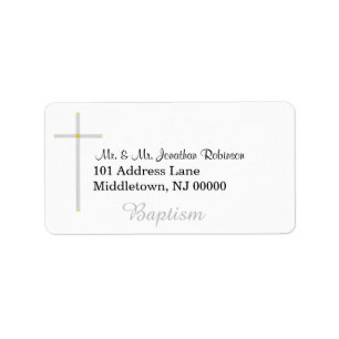 Baptism Silver Cross Address Labels