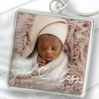 Baptism Simple Elegant Modern Heart Baby Photo