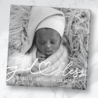 Baptism Simple Elegant Modern Heart Baby Photo