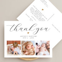 Baptism Simple Modern Chic Script Photo Thank You 