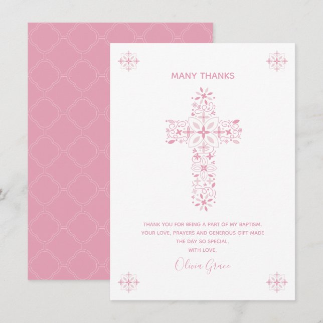 Baptism, Thank You Card - Girl's Custom Note (Front/Back)