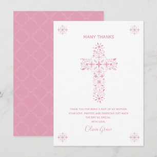 Baptism, Thank You Card - Girl's Custom Note