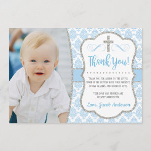 Baptism Thank You Card with Photo   Boy Baptism