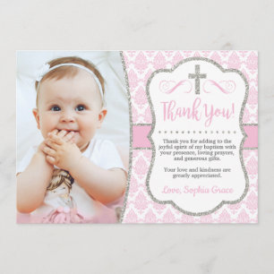 Baptism Thank You Card with Photo   Girl Baptism