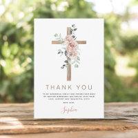 Baptism Thank You Dusty Pink Rose Christian