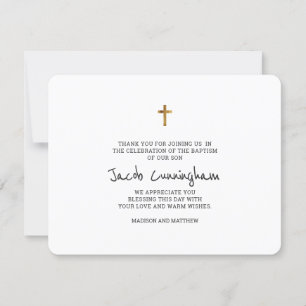 Baptism Thank You Modern Simple Gold Cross Card