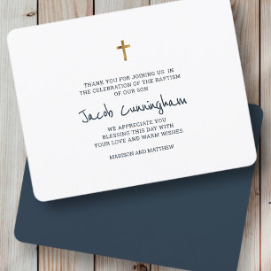 Baptism Thank You Modern Simple Gold Cross Card