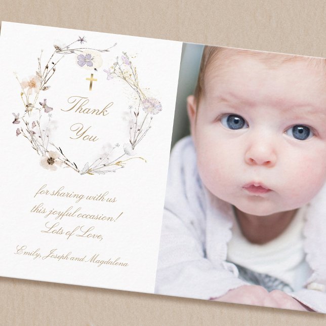 Baptism thank you  wildflowers wreath invitation (Creator Uploaded)