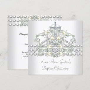 Baptism Tiara Silver White Pearl Diamond Invitation