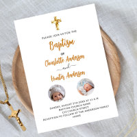 Baptism twins white photo gender neutral