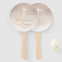 Baptism Watercolor Pastel Purple Neutral Hand Fans