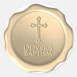 Baptism Wax Seal Golden Embossed Cross Sticker