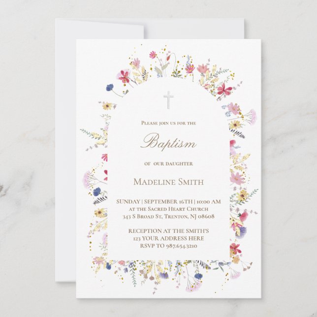 Baptism wildflowers invitation (Front)