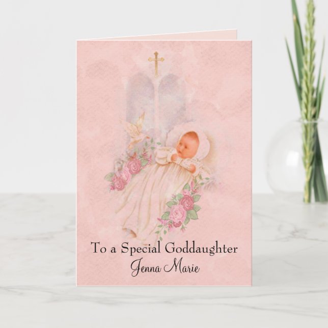 Baptismal Baby Girl Christening Goddaughter Card (Front)