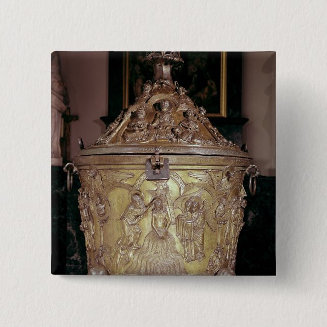 Baptismal font showing 2 inch square button (Front)