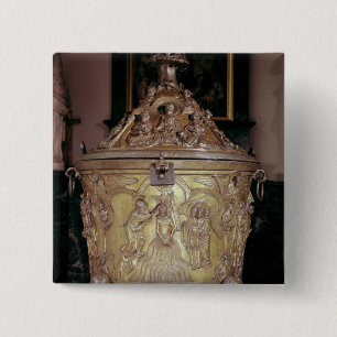 Baptismal font showing 2 inch square button