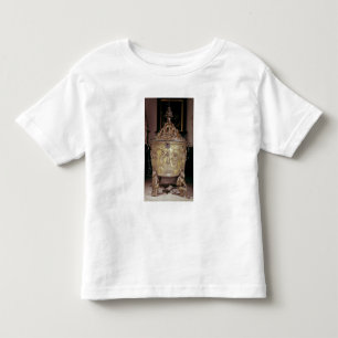 Baptismal font showing toddler t-shirt