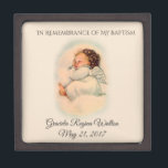 Baptismal Vintage Baby Girl Angel  Keepsake Gift Box<br><div class="desc">This personalized traditional Baptismal keepsake jewellery box has a darling image of a vintage baby girl angel sleeping on a cloud. There is an area for you to personalize with the name of the child. It would be a perfect keepsake to store all the small gifts and mementos of that...</div>