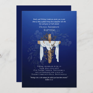 BAPTISME classique Invitation Sapphire Blue