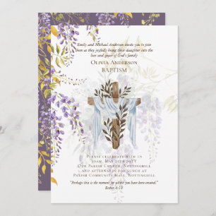 BAPTISME classique Invitation Wisteria Purple