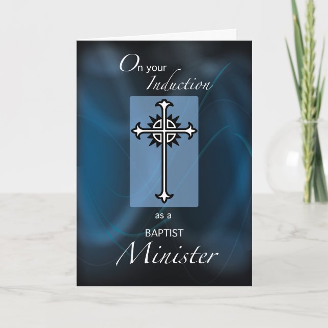 Baptist Minister Induction Congratulations Cross Card (Front)