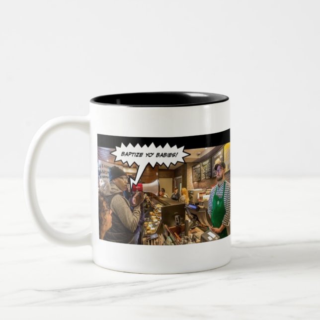 Baptize Yo Babies Two-Tone Coffee Mug (Left)