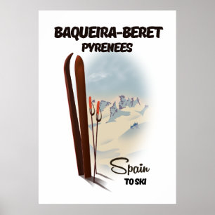 Baqueira-Beret Espagne affiche de ski.