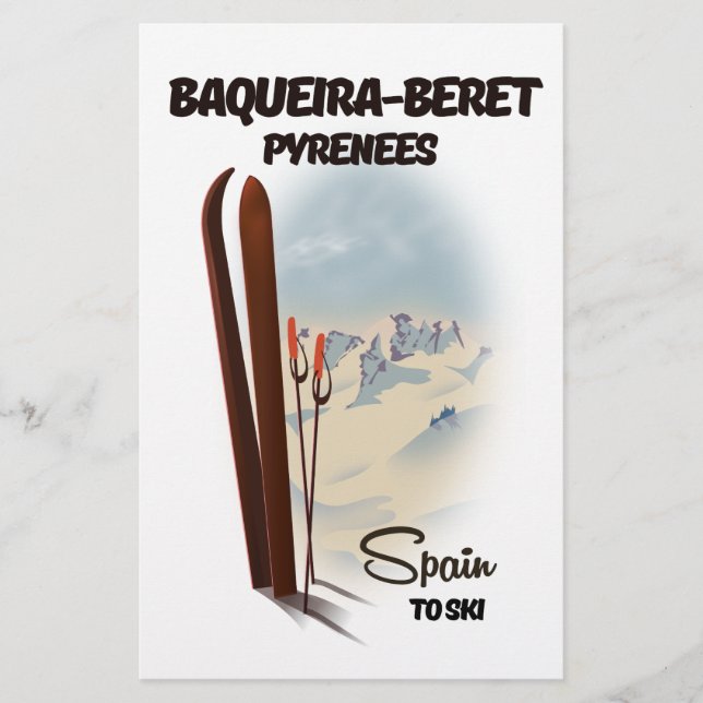 Baqueira-Beret Spain ski poster. Stationery (Front)