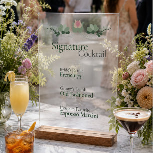 Bar à cocktails de mariage avec signature personna
