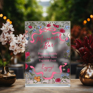 Bar à Mimosa Ruban Rose Floral Elle Attache le Nœu