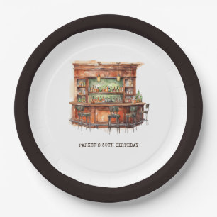 Bar Adult Birthday Any Age Personalized Paper Plate