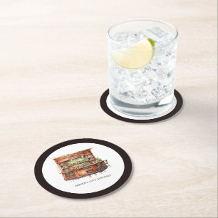 Bar Adult Birthday Any Age Personalized Round Paper Coaster
