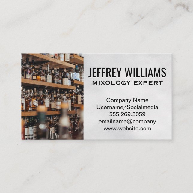Bar | Alcohol Bottles Business Card (Front)