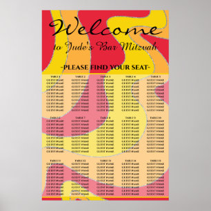 Bar and Bat Mitzvah Glittery Swirls Seating Chart