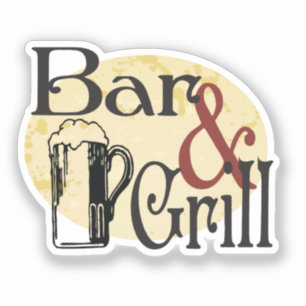 Bar and Grill in Retro Font with Beer Mug