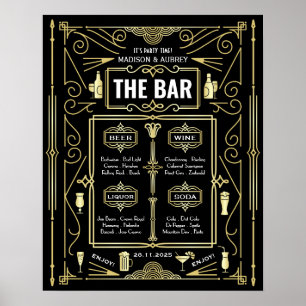 Bar Art Déco Mariage Bar Vin Bière Liquor Menu