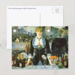 Bar at the Folies Bergere by Manet, Vintage Art Postcard