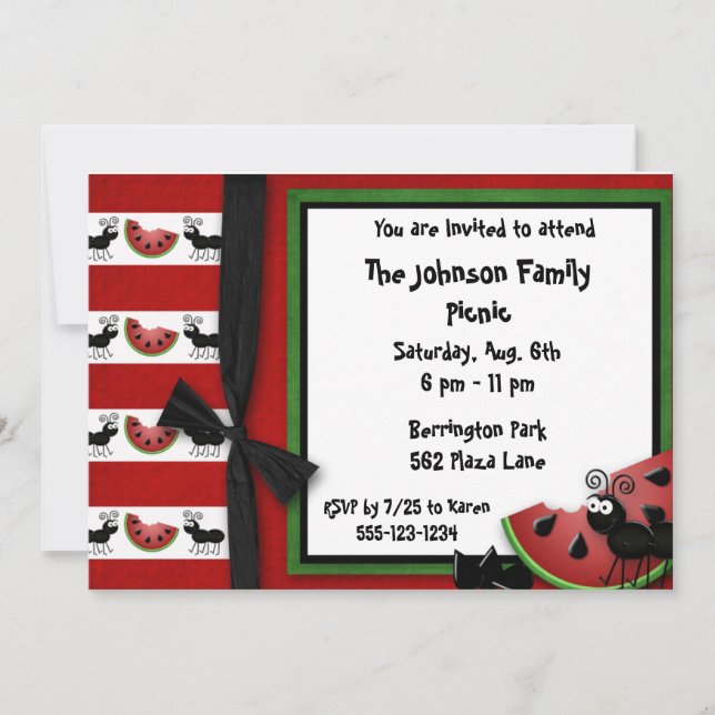 Bar B Q Picnic Party Invitations Announcement (Front)