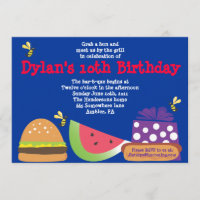 Bar-B-Que Birthday Bumble Bee Party Invitation