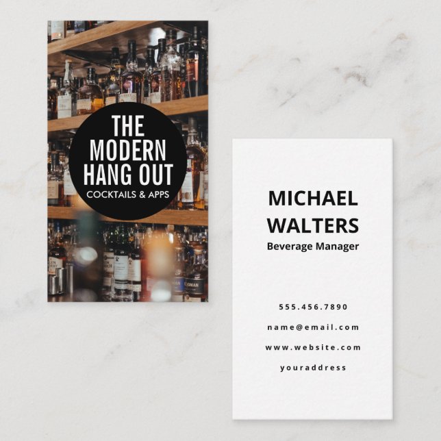 Bar Back | Alcohol Bottles Business Card (Front/Back)