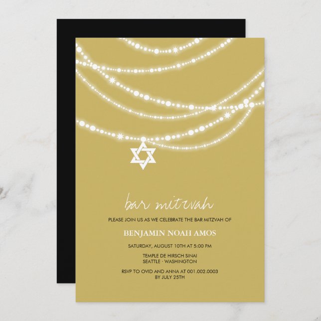 Bar / Bat mitzvah Étincelle De David Invitation (Devant / Derrière)