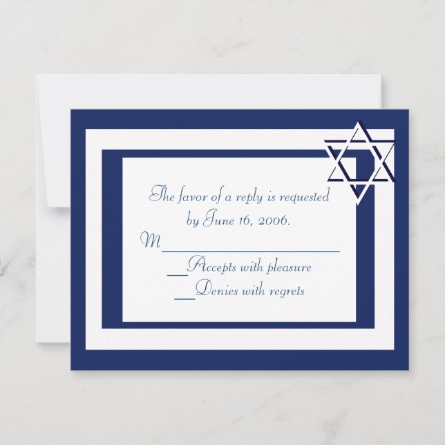 Bar/Bat Mitzvah Invitation RSVP Cards (Front)