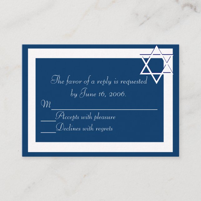 Bar/Bat Mitzvah Invitations Response Card (Front)
