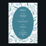 Bar Bat Mitzvah Jewish Wedding Botanicals Custom Menu<br><div class="desc">Perfect custom menu for a bat mitzvah, bar mitzvah or other Jewish celebration! Hand made watercolor art for you on the front and back side! FULLY CUSTOMIZABLE! Click on “Personalize” above to edit the text. Click "edit using design tool" to adjust the fonts, colours and placements and to delete the...</div>
