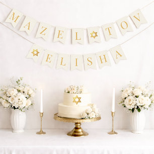 Bar Bat Mitzvah Mazel Tov Name 6 Letters Bunting Flags