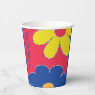 Bar Bat Mitzvah Paper Cup Hippie Flowers