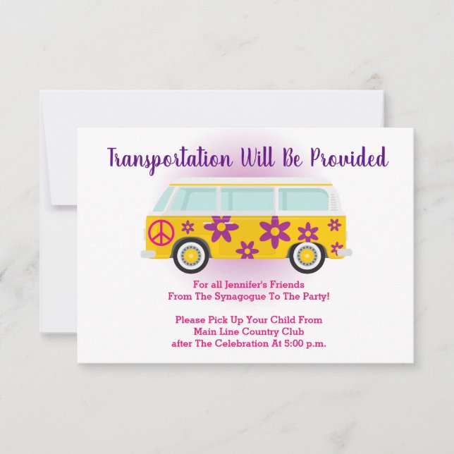 Bar Bat Mitzvah Transportation Mini Bus Card (Front)
