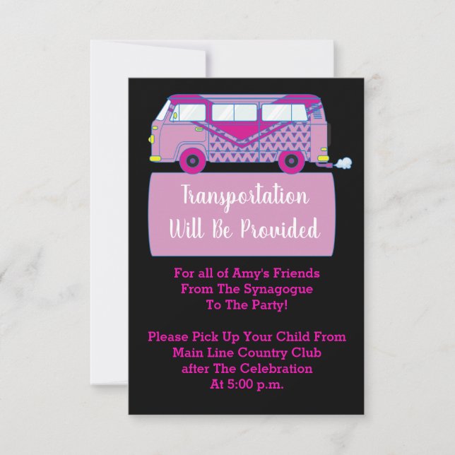 Bar Bat Mitzvah Transportation Mini Bus Card (Front)