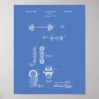Bar Bell 1948 Patent Art Blueprint